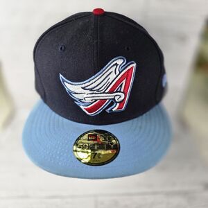 Los Angeles Angels MLB New Era Blue Baseball Cap Hat Fitted Size 7 5/8 - New!